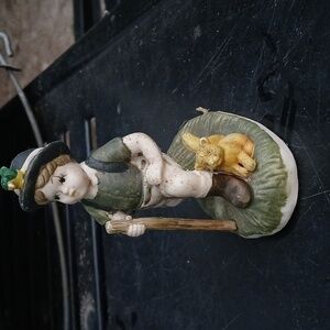 Vintage Little boy with cat figurine